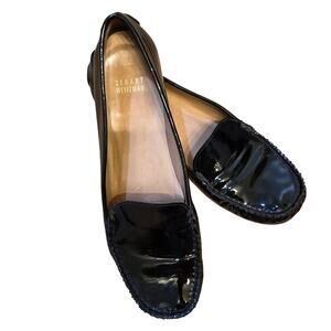Stuart Weitzman Black Patent Leather Loafers Driving Moccasins